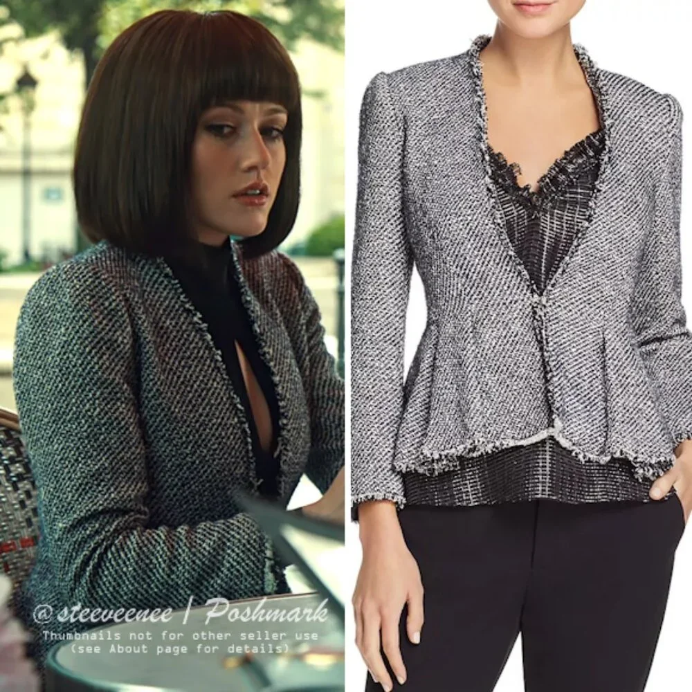 Rebecca Taylor Lurex Tweed Peplum Knit Blazer Jacket ASO Clary Fray